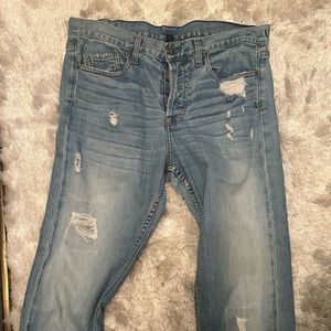 Vintage Genetic Denim. Made In USA. Distress Straight Leg.